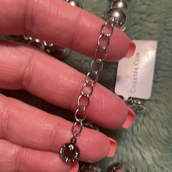 NWT SILVER TONE LARGE BEAD 16-18” NECKLACE and BRACELET set. Charter club - Picture 12 of 12